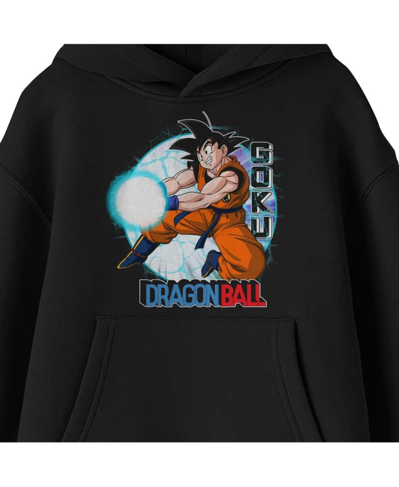 Dragon Ball Goku Kamehameha Blast Youth Black Long Sleeve Hooded Sweatshirt-XXL
