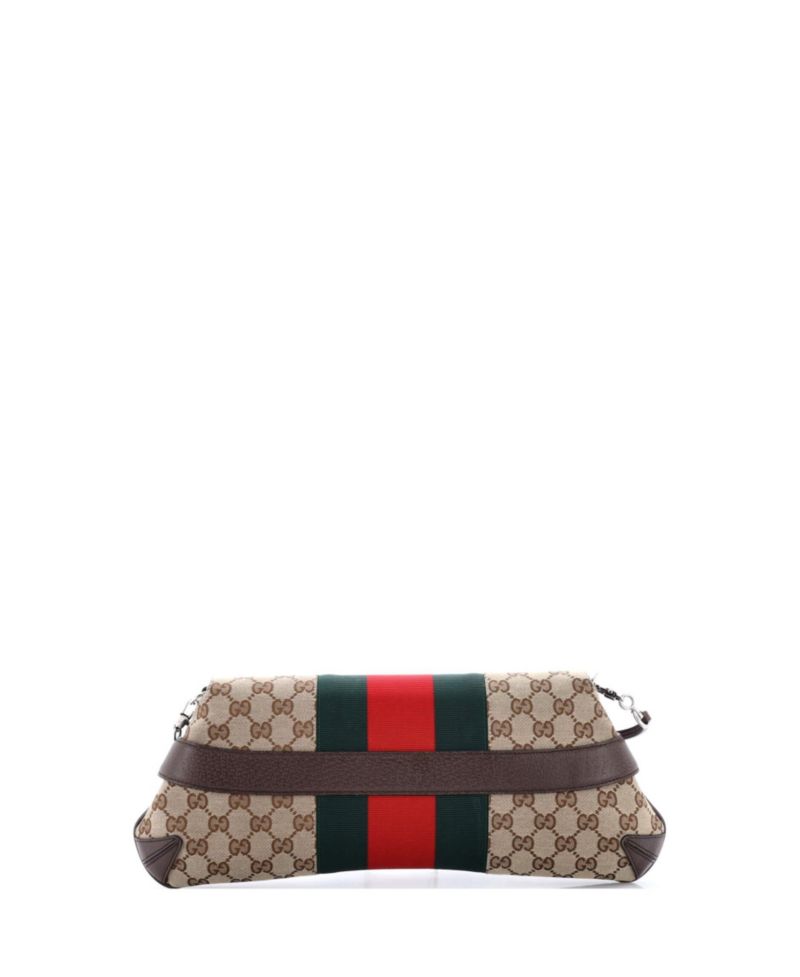 Medium Horsebit NM Web Chain Clutch GG Canvas