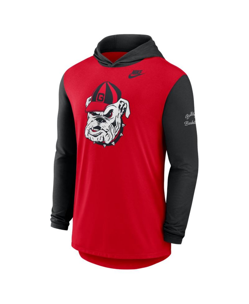 Men's Red/Black Georgia Bulldogs Campus Legacy Tri-Blend Long Sleeve Hooded T-Shirt