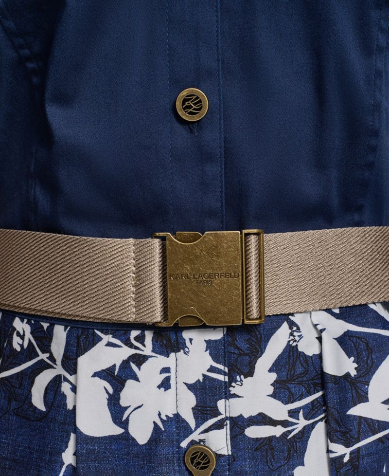 Petite Collared Neck Belted Dress