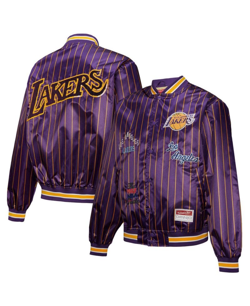 X Dannijo Women's Purple Los Angeles Lakers Satin Full-Snap Jacket