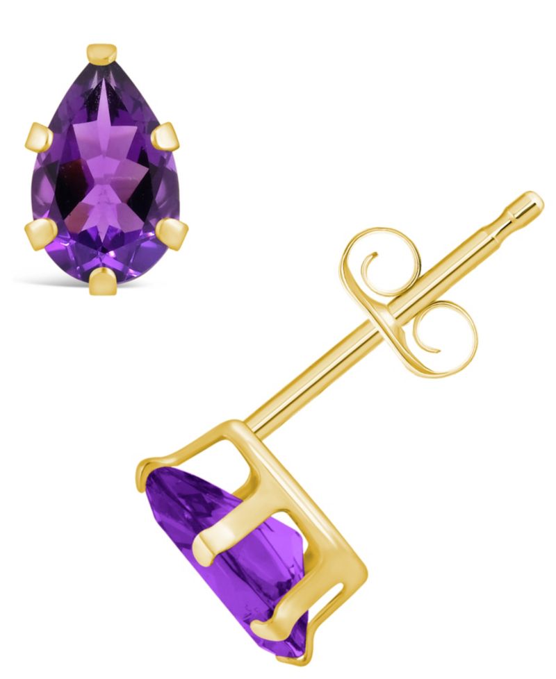 Gemstone Stud Earrings in 10k Yellow Gold