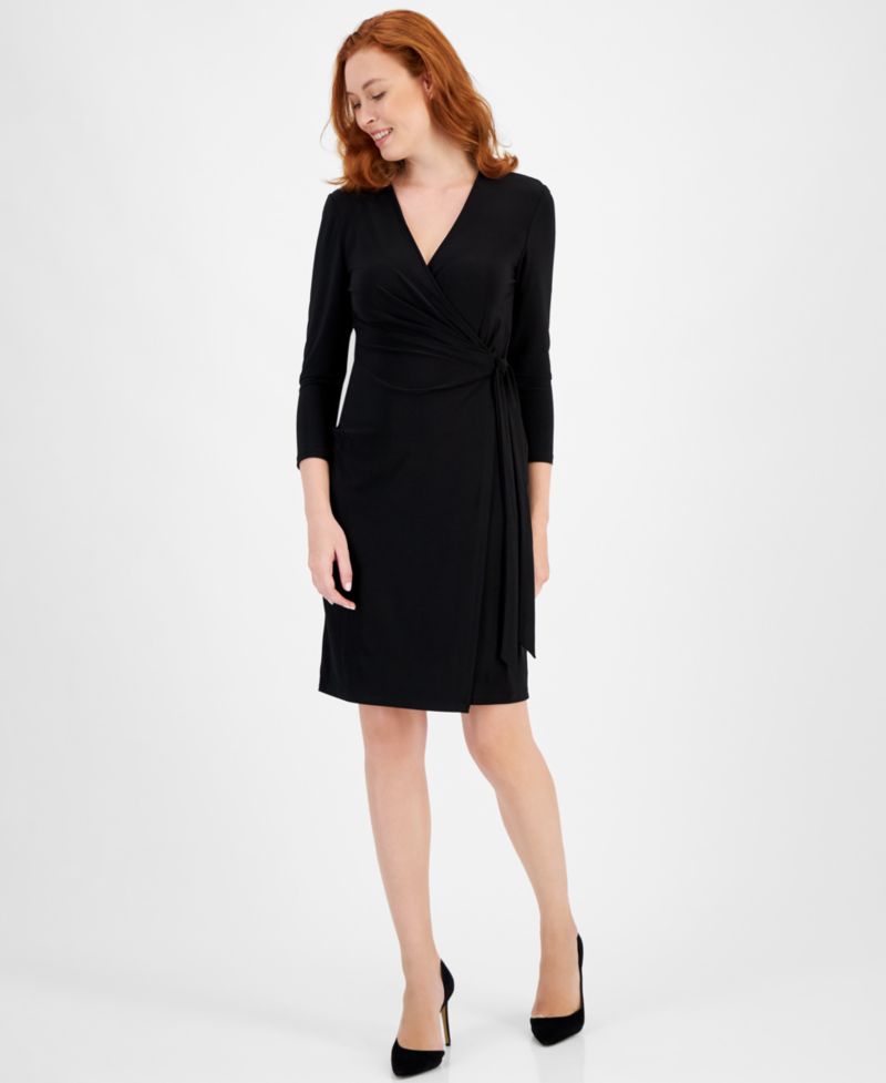 Women's Printed 3/4-Sleeve Wrap Dress