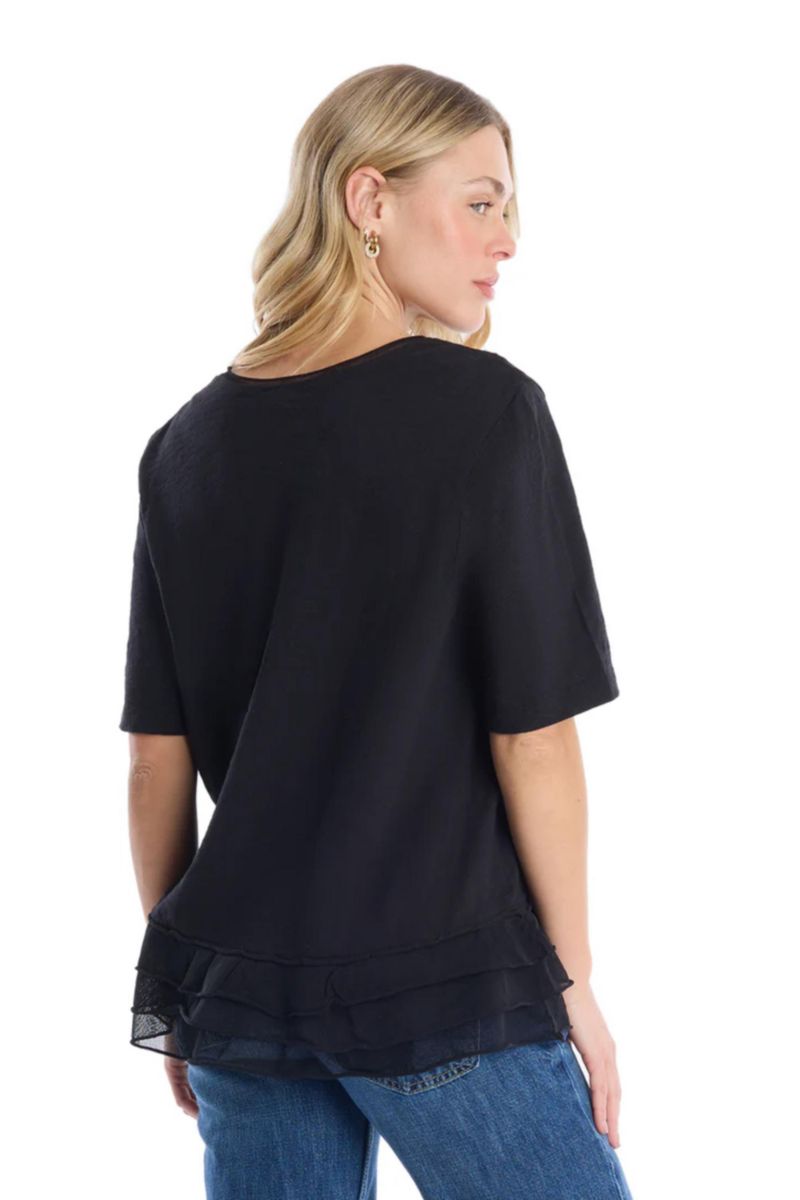 Women's Clothing V-Neck Mixed Media Tee