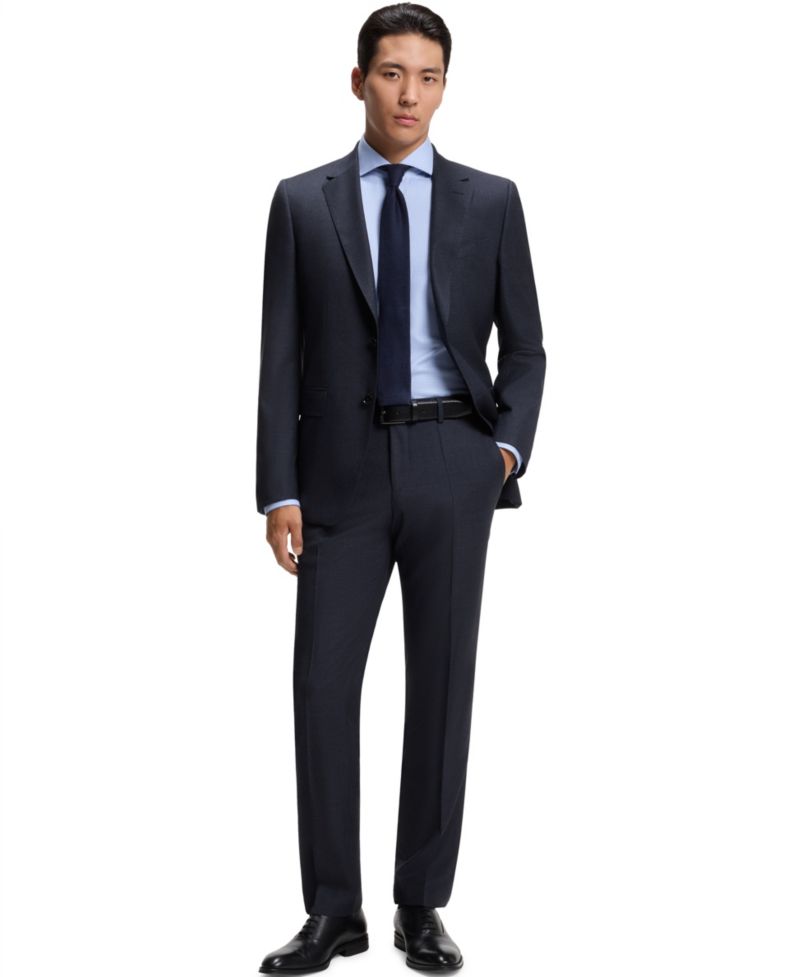 Men's Patterned Stretch Wool Two-Piece Slim-Fit Suit