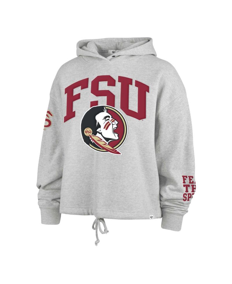 Women's Heather Gray Florida State Seminoles High Hopes Long Sleeve Cropped Hoodie