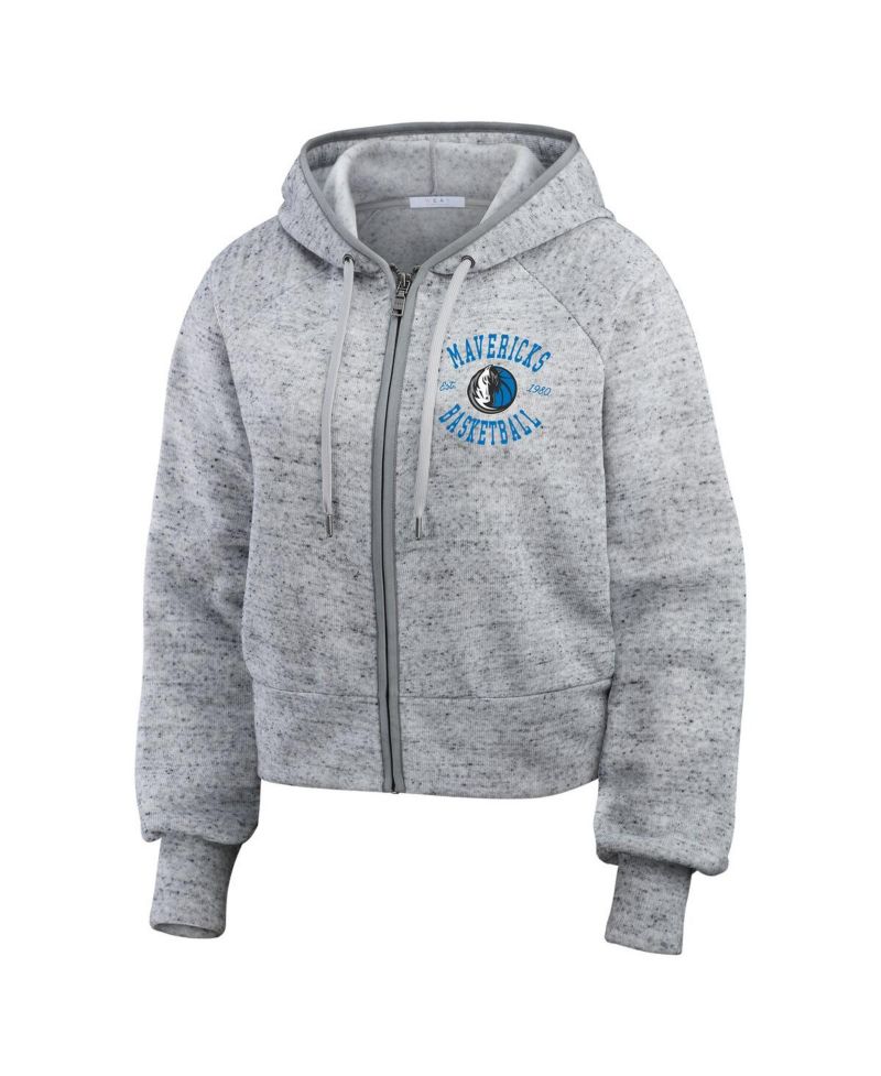Women's Heather Gray Dallas Mavericks Speckled Radiator Full-Zip Hoodie