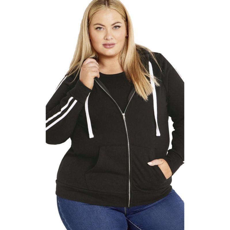 Women's Plus Size Side Stripe Zip Hoodie