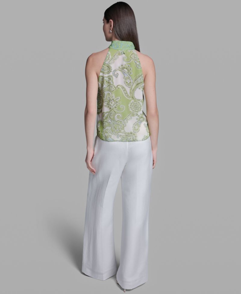 Women's Sleeveless Tie-Neck Blouse