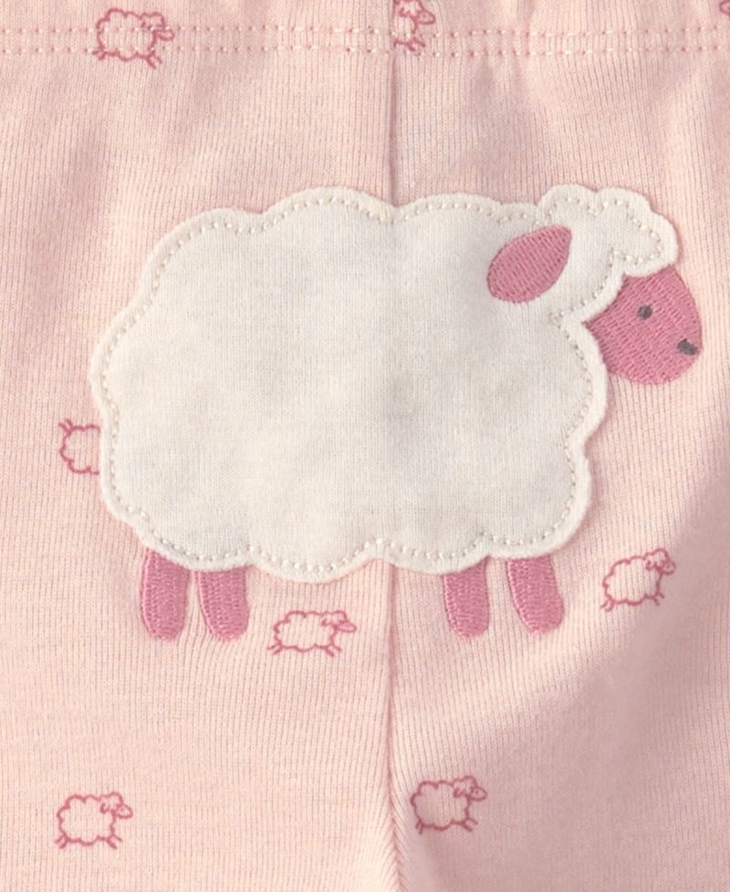 Baby Girls' Sheep Long-Sleeve Bodysuit and Pants, 3-Piece Set
