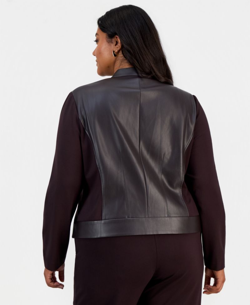 Plus Size Women's Moto Long-Sleeve Mandarin Collar Jacket