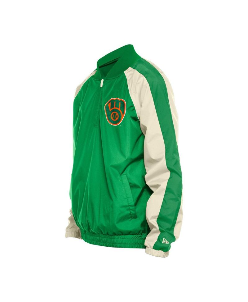 Men's Kelly Green Milwaukee Brewers St. Patrick's Day Ripstop Raglan Quarter-Zip Windbreaker