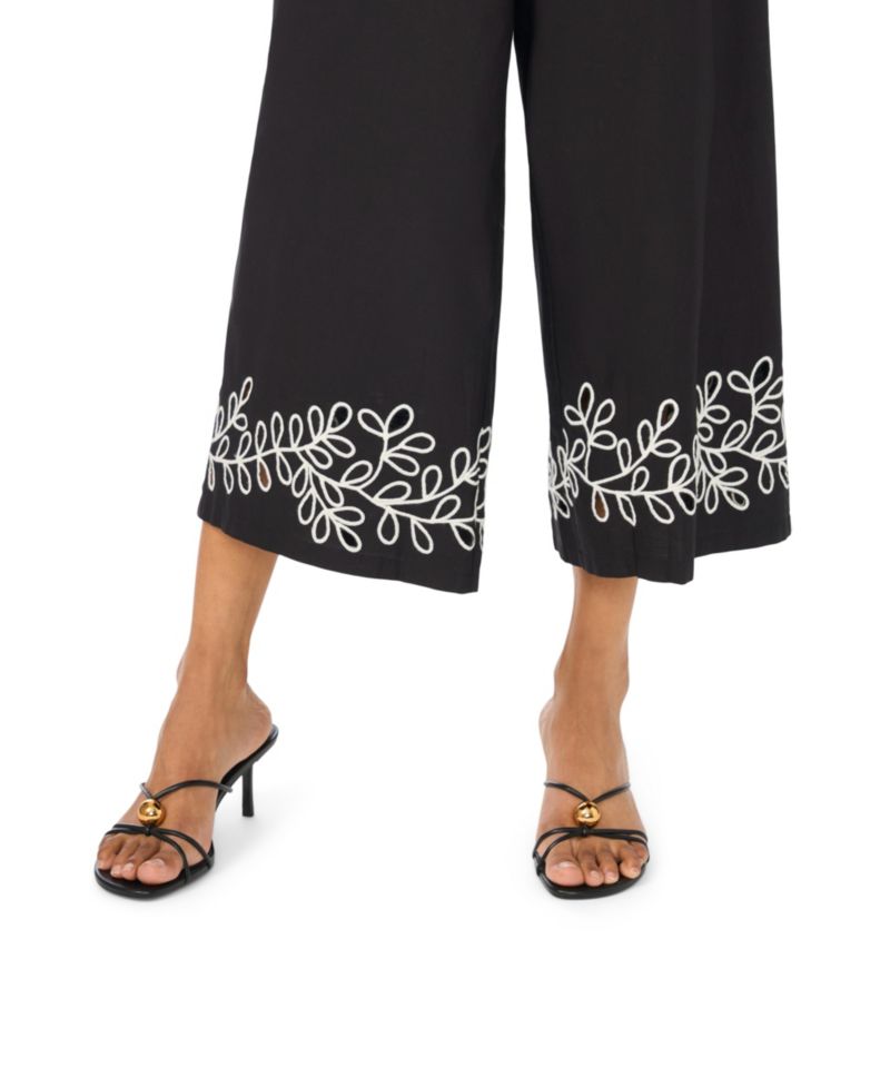 Women's High-Rise Tie-Waist Scallop Hem Pants