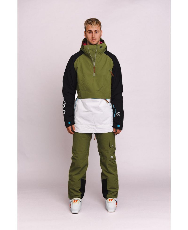 Men's Snow Park Overhead Jacket - White & Khaki