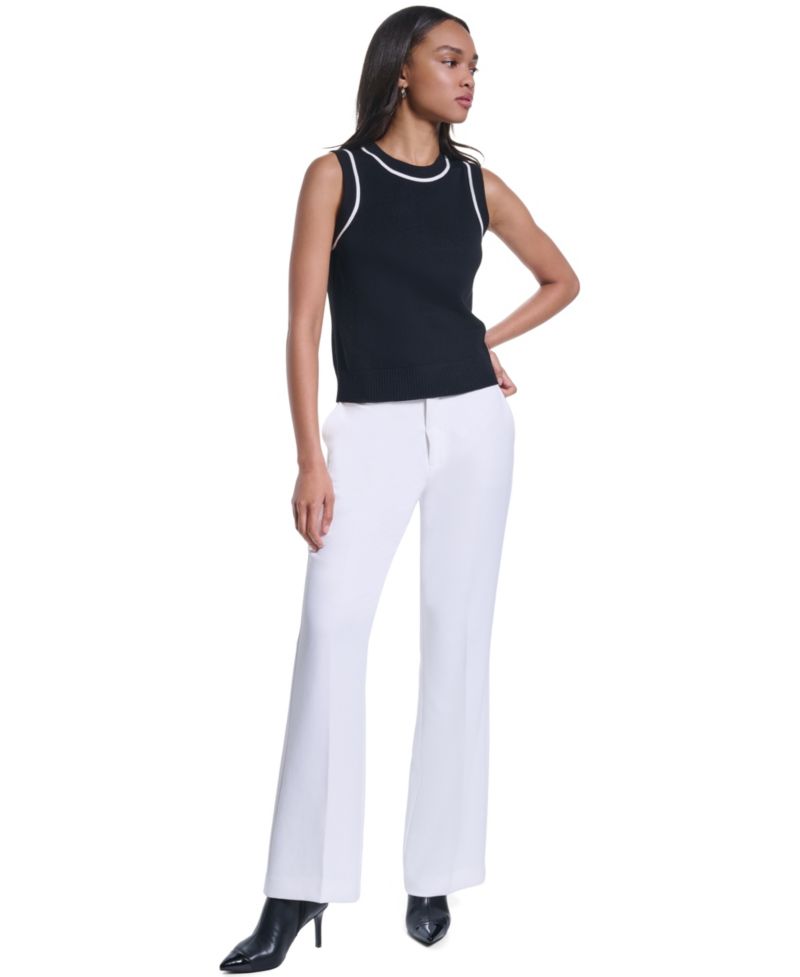 Women's Contrast-Trim Sleeveless Sweater