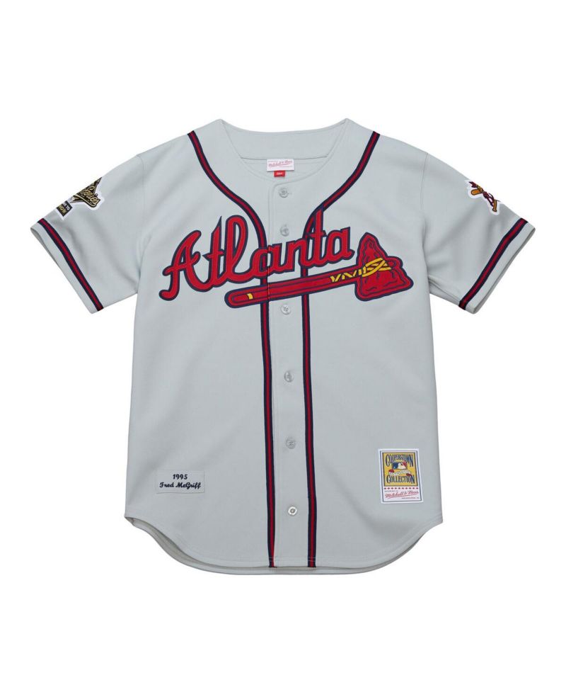 Men's Fred McGriff Gray Atlanta Braves 1995 Throwback Authentic Jersey
