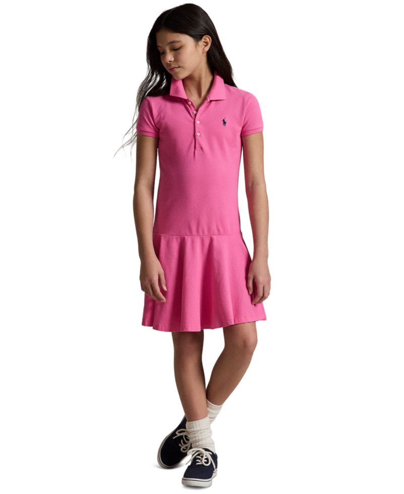 Girls' 7-16 Cotton Mesh Short-Sleeve Polo Dress