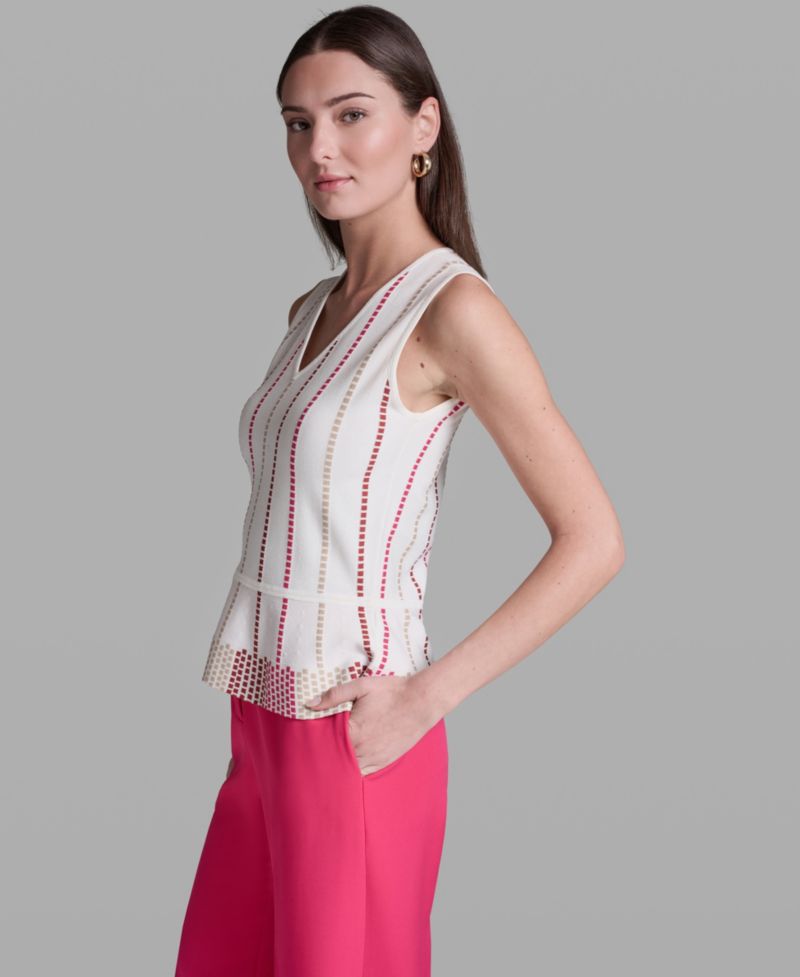 Women's Sleeveless V-Neck Peplum Top