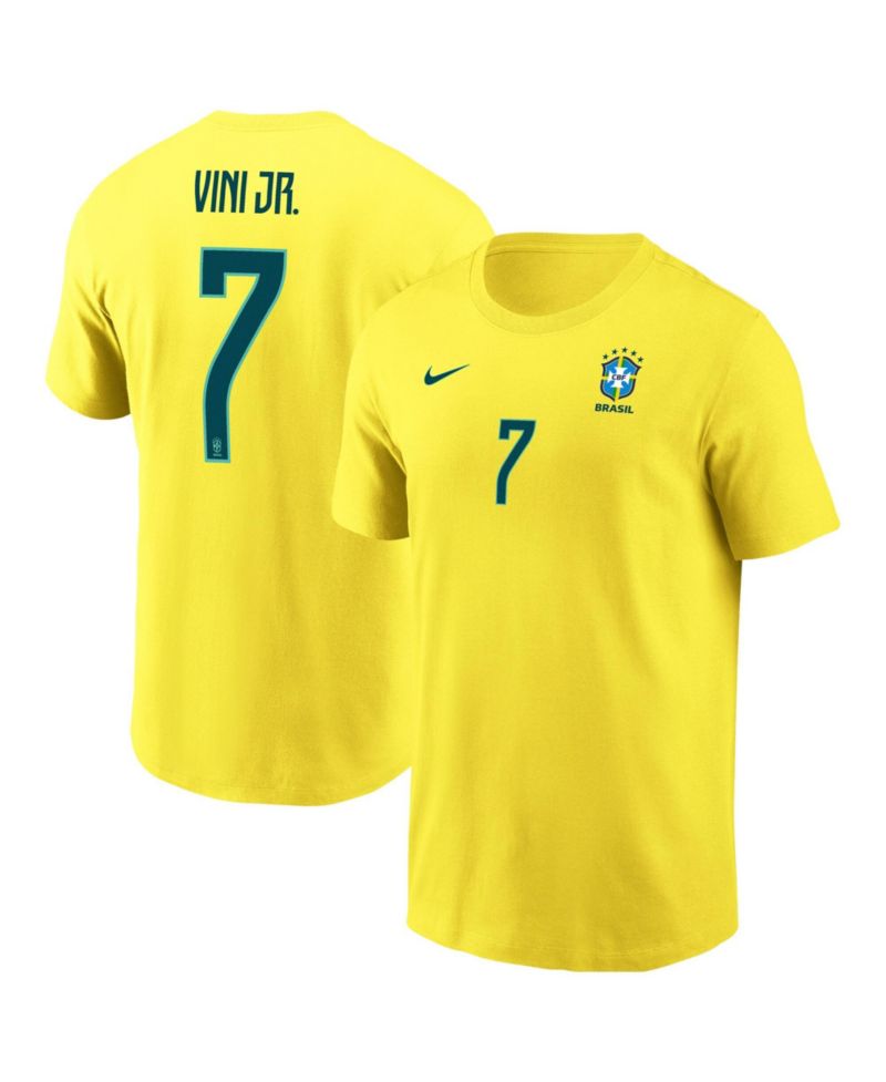 Men's Vini Jr. Yellow Brazil National Team Name & Number T-Shirt