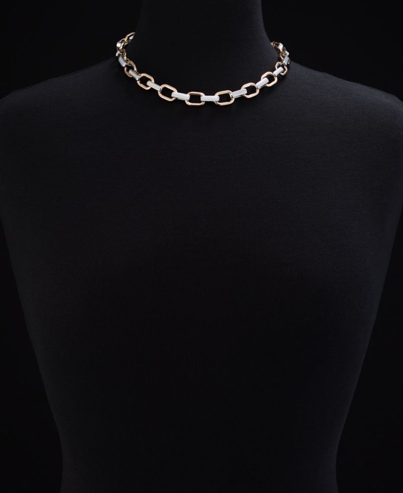 Two-Tone Link Necklace, 15" + 2" extender
