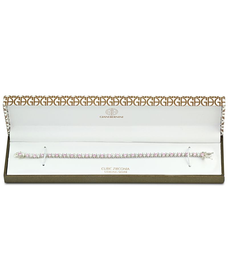 Blue Cubic Zirconia Tennis Bracelet in Sterling Silver