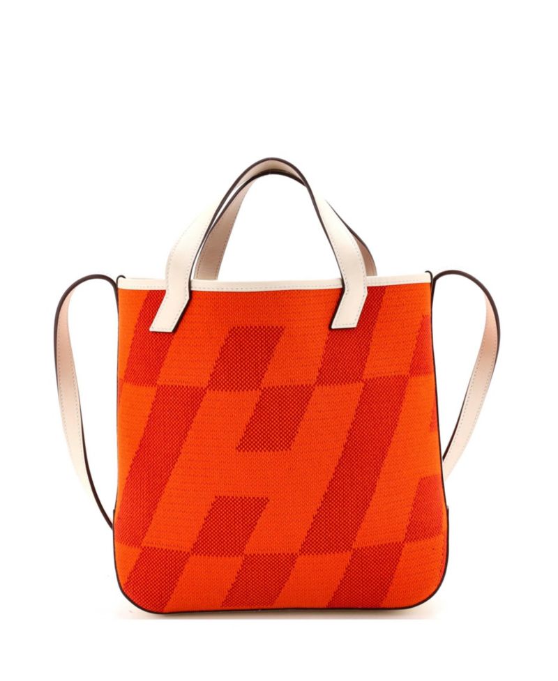 27 Cabas H en Biais Tote Canvas with Leather