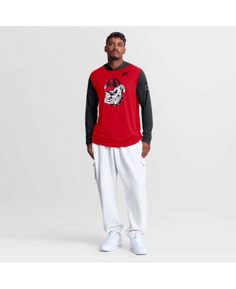Men's Red/Black Georgia Bulldogs Campus Legacy Tri-Blend Long Sleeve Hooded T-Shirt
