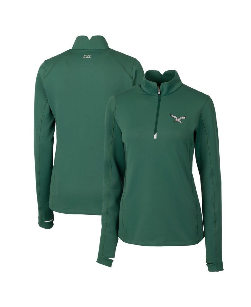 Women's Hunter Green Philadelphia Eagles Gridiron Classics Logo DryTec Traverse Stretch Quarter-Zip Pullover Top