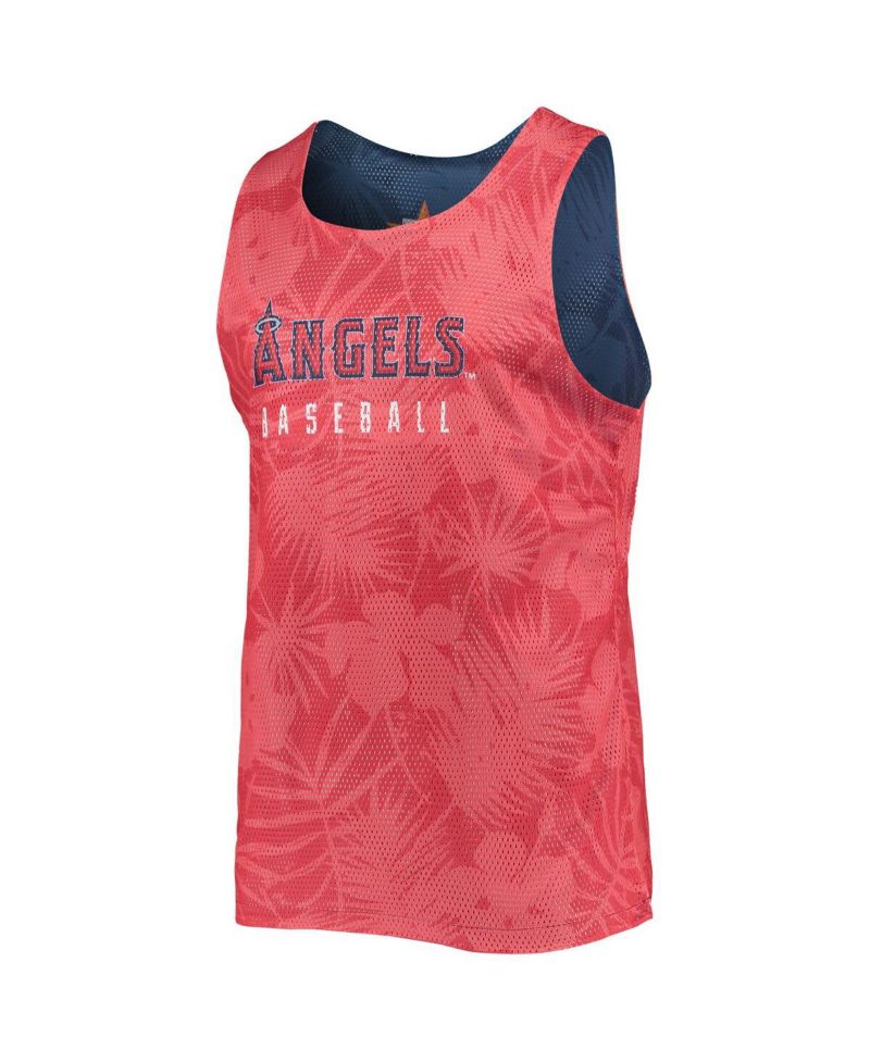 Men's Red, Navy Los Angeles Angels Floral Reversible Mesh Tank Top