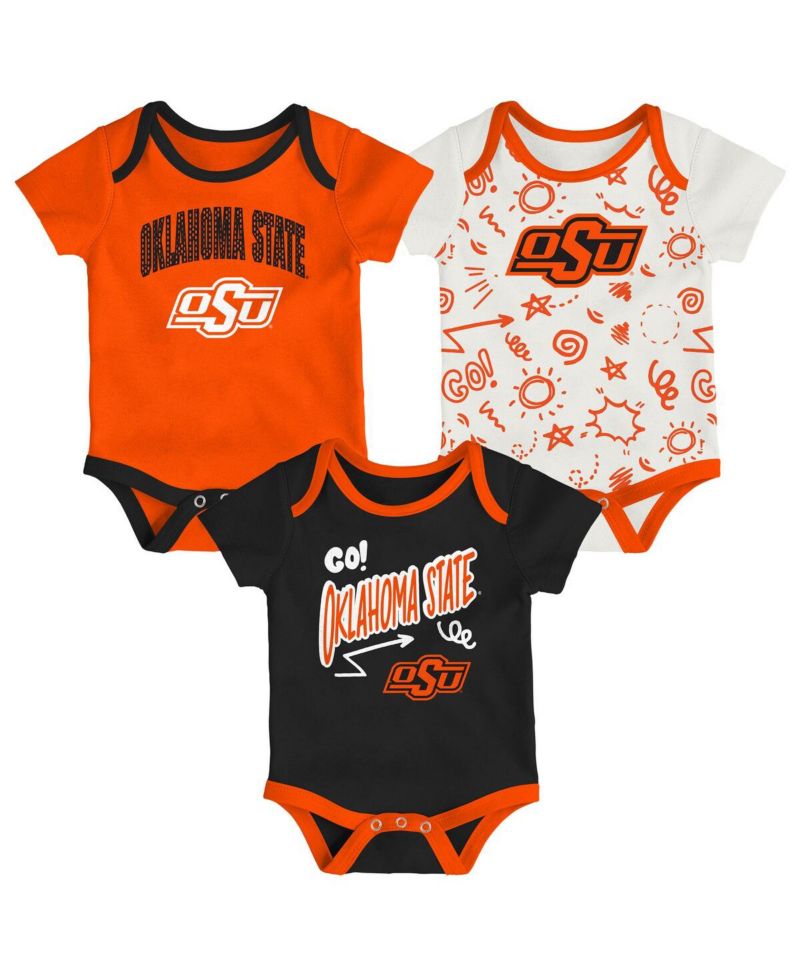 Baby Boys and Girls 3-Pack Oklahoma State Cowboys All Day Play Bodysuit Set