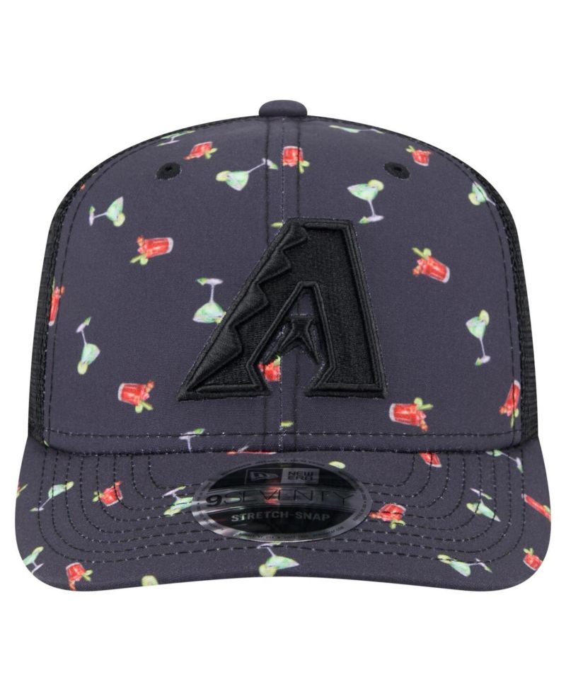 Men's Black Arizona Diamondbacks Adventure Drinks Pattern 9SEVENTY Stretch-Snap Hat