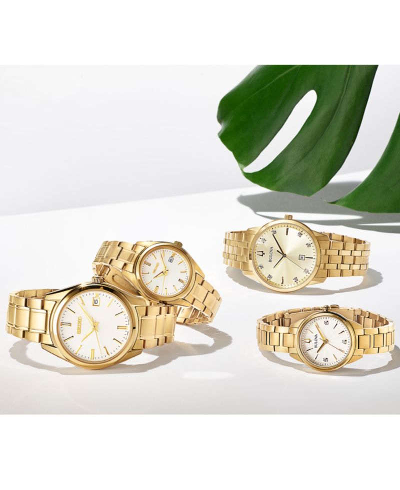 Women's Sutton Diamond-Accent Gold-Tone Stainless Steel Bracelet Watch 28mm