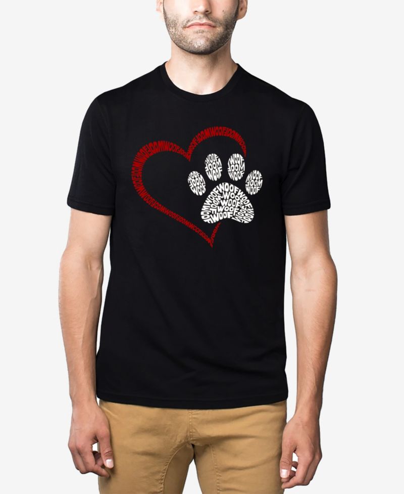 Men's Cotton/Poly Blend Word Art T-Shirt - Paw Heart