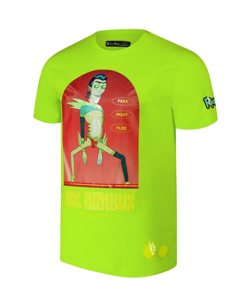 Men's Neon Green Rick and Morty Mr. Nimbus T-Shirt