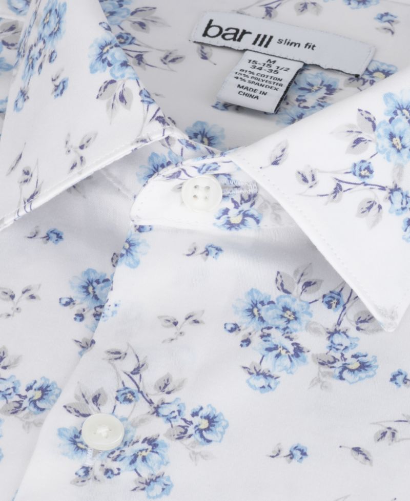 Men's Slim-Fit Spread Collared Dress Shirt