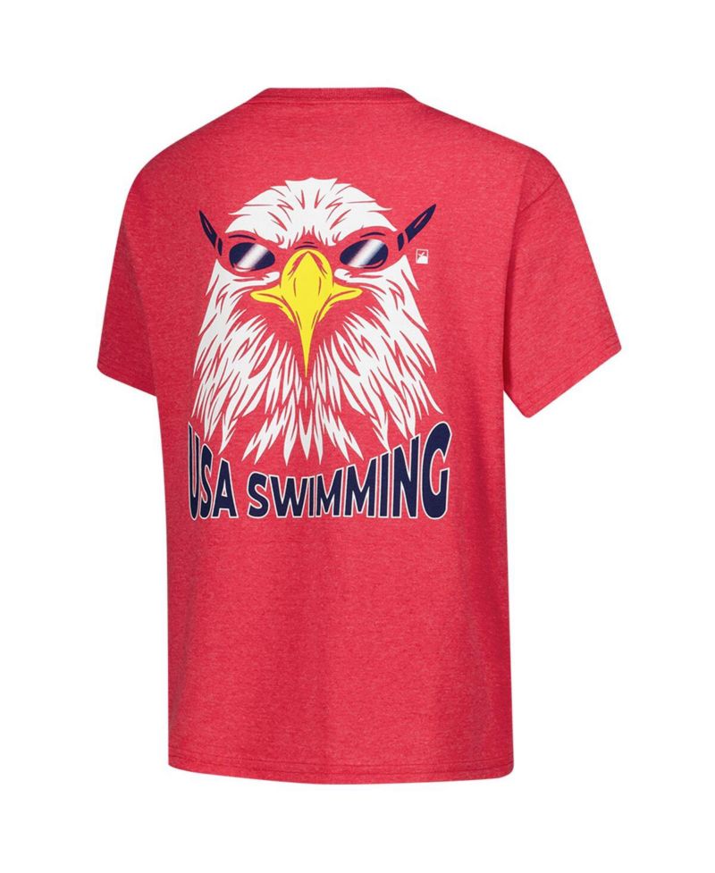 Big Boys and Girls Red USA Swimming Team Eagle Eye Splash T-Shirt
