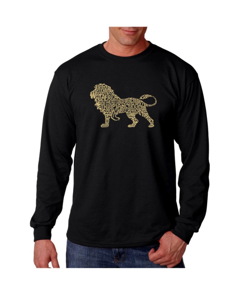 Men's Word Art Long Sleeve T-Shirt- Lion