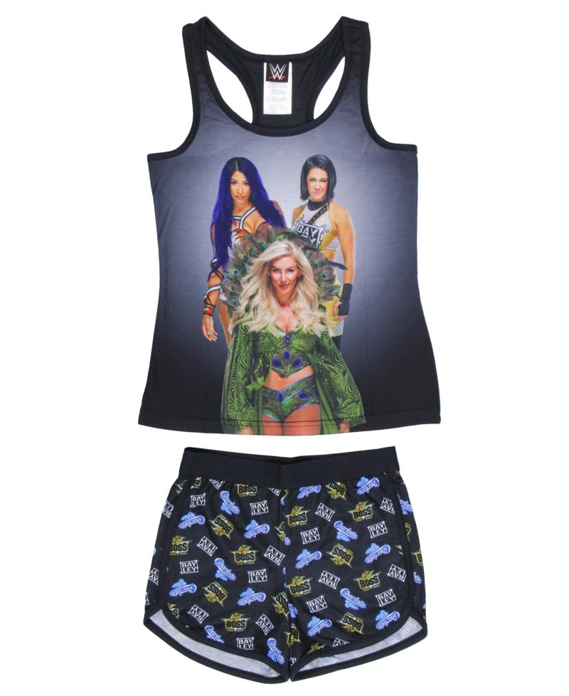 Girls' Sasha Banks Bayley Charlotte Flair Tank Short Kids 2Piece Pajama Set