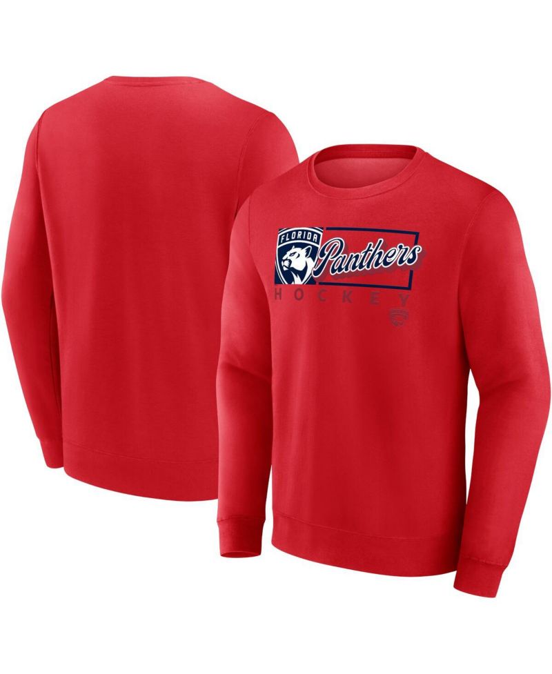 Men's Red Florida Panthers Focus Fleece Pullover Sweatshirt