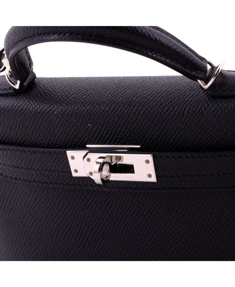 Pre-Owned Hermes Kelly 20 Handbag Black Epsom with Palladium Hardware
