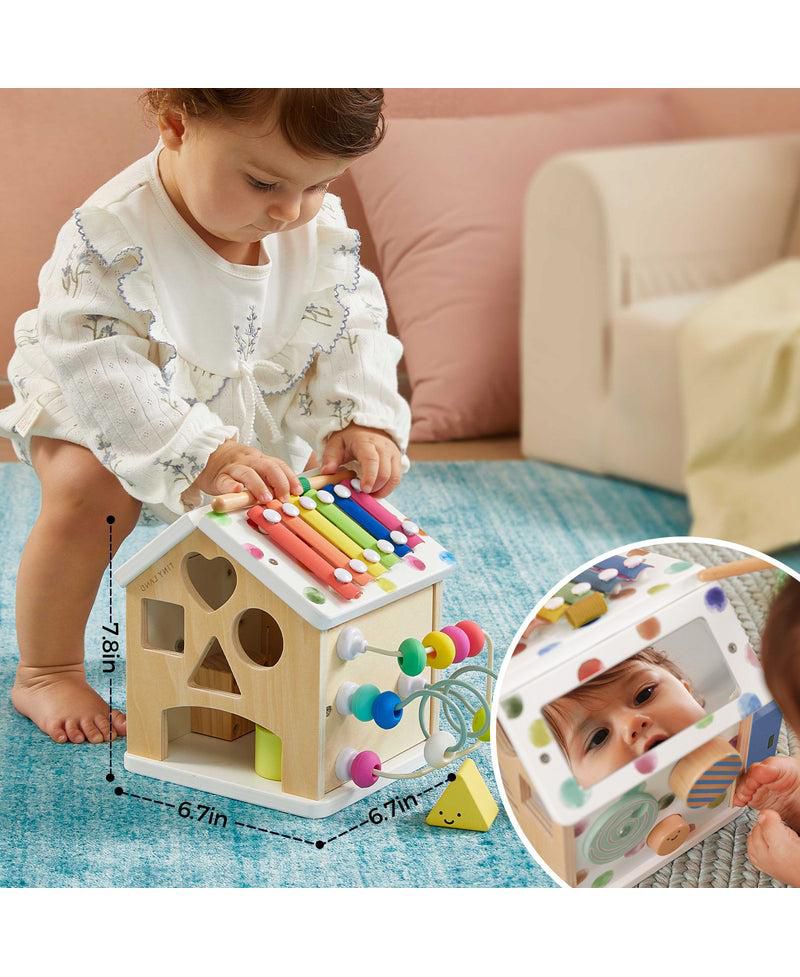 9-in-1 Wooden Activity Cube - Montessori Baby Activity Center