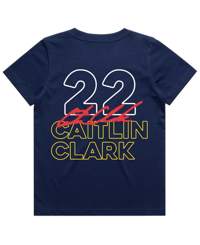 Big Boys and Girls Caitlin Clark Navy Indiana Fever Player Signature T-Shirt
