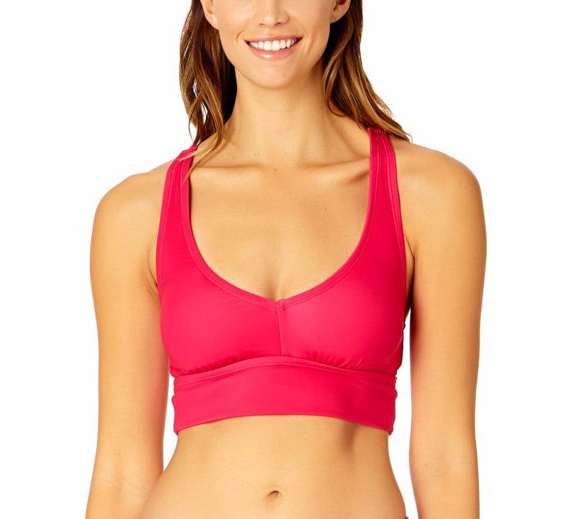 Women's Solid Halter Banded Bra Swim Top