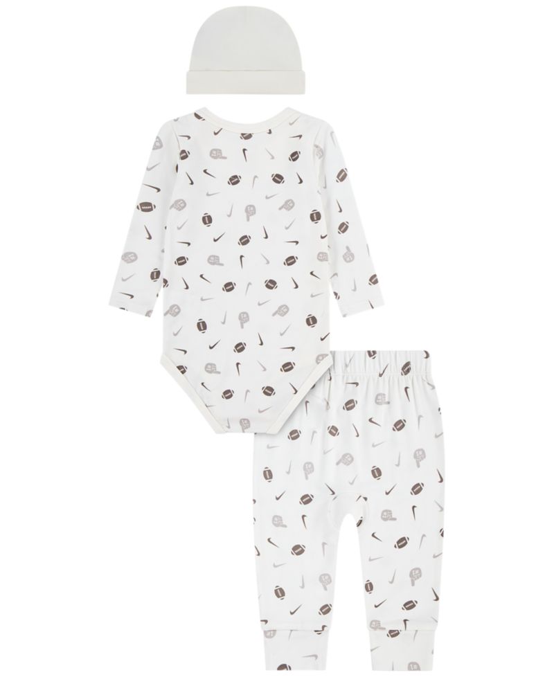 Baby Boys' Readyset Grow Football Long-Sleeve Bodysuit, Pants and Beanie, 3-Piece Set