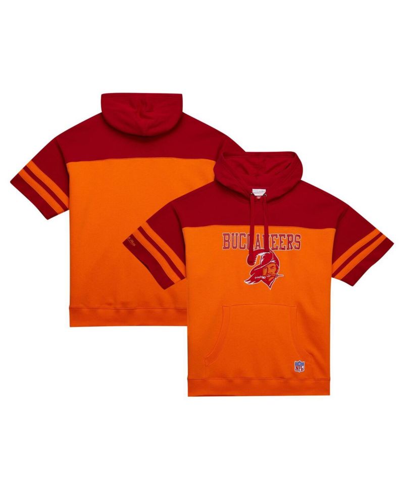 Men's Orange Tampa Bay Buccaneers Off Field Vintage Logo Short Sleeve Pullover Hoodie