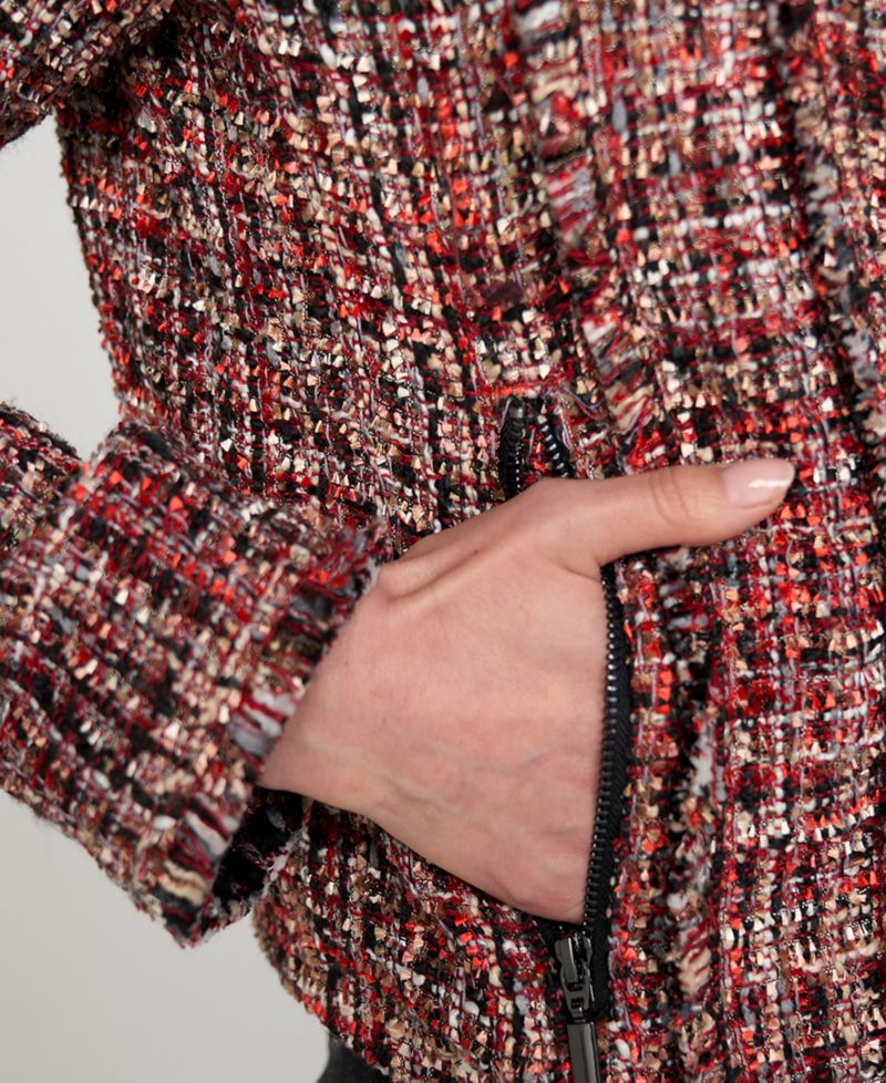 Women's Tweed Fringe Zip Jacket