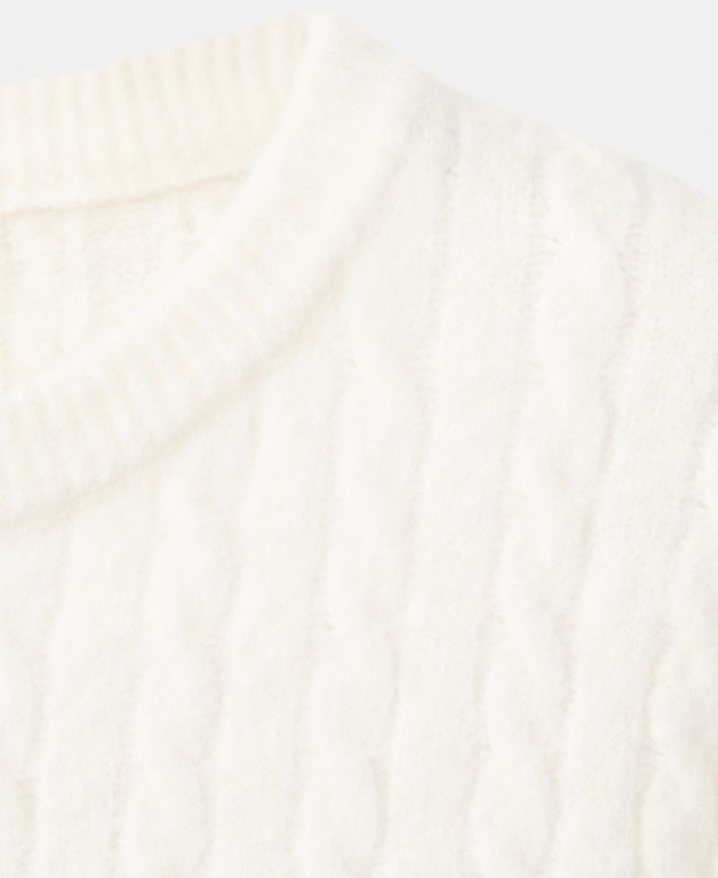 Women's Short-Sleeved Cable-Knit Sweater