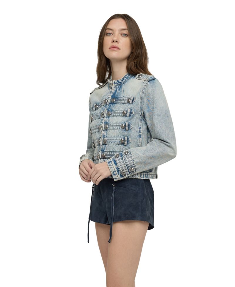 Women's On Duty Cropped Military-Inspired Denim Jacket
