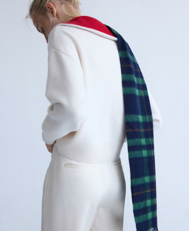 Women's Selection Contrast Collar Wool-Cashmere Blend Sweater
