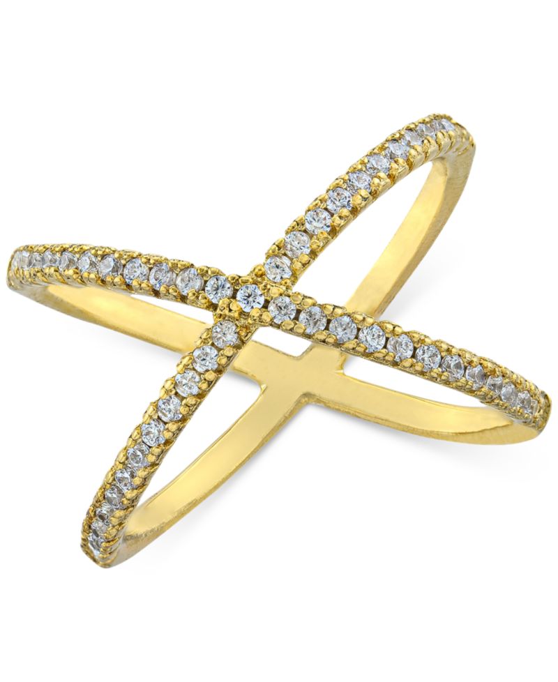 Pav&eacute; Criss Cross Band Ring in Sterling Silver